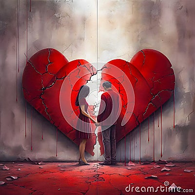 Passion and Pain: Digital Art Depicting Intense Love. Generative AI Stock Photo