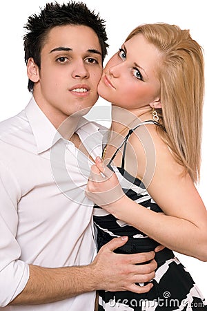 Passionate beautiful young couple. Isolated Stock Photo