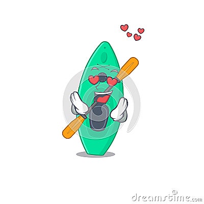 A passionate canoe cartoon mascot concept has a falling in love eyes Vector Illustration