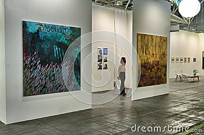Passionate collectors and emerging artists meet at the international contemporary art fair `Artissima` Turin Italy Editorial Stock Photo