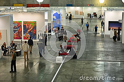 Passionate collectors and emerging artists meet at the international contemporary art fair `Artissima` Turin Italy Editorial Stock Photo