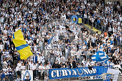 Passionate football fans in Norrkoping, Sweden Editorial Stock Photo