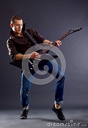 Passionate guitarist Stock Photo