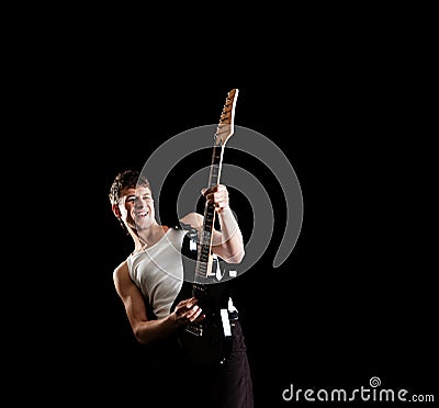 Passionate guitarist Stock Photo