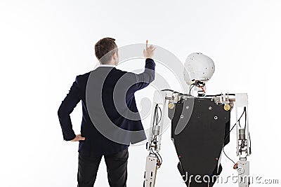 Passionate intelligent scientist programming artificial intelligence Stock Photo