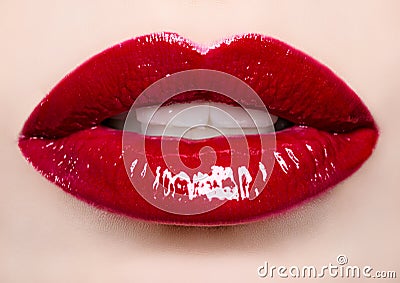 Passionate red lips Stock Photo