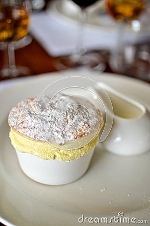 Passionfruit SoufflÃ© with Cream Stock Photo