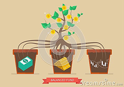 Passive income from balanced fund Vector Illustration