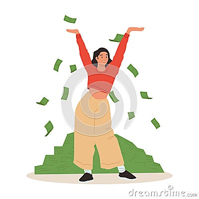 Passive income illustration. Characters enjoying financial freedom and independence. Vector Illustration