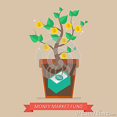 Passive income from money market fund Vector Illustration