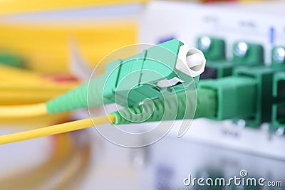 Passive Optical Network, Patch Passive Optical Network, Patch cord with Selective Focus Stock Photo
