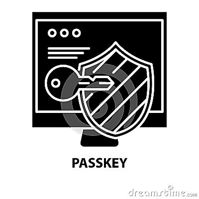 passkey icon, black vector sign with editable strokes, concept illustration Cartoon Illustration