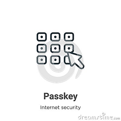 Passkey outline vector icon. Thin line black passkey icon, flat vector simple element illustration from editable internet security Vector Illustration