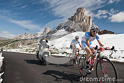 Passo Giau (ITALY) JUNE 30: Marathon du Dolomities Race Editorial Stock Photo