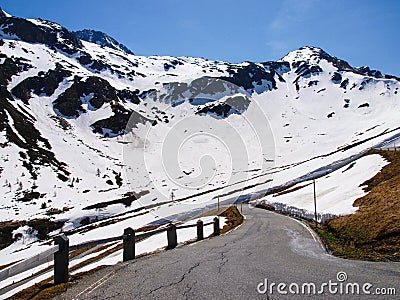 Alpine snowy landscape in spring Stock Photo