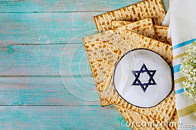 Passover jewish pesah holiday matza Haggadah a unleavened bread Stock Photo