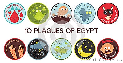 Passover Ten Plagues of Egypt cartoon- Vector Vector Illustration