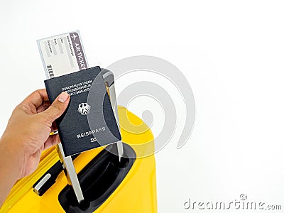 Passport and airline ticket Stock Photo
