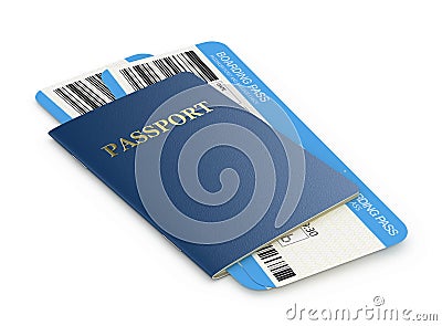 Passport and airline tickets Stock Photo