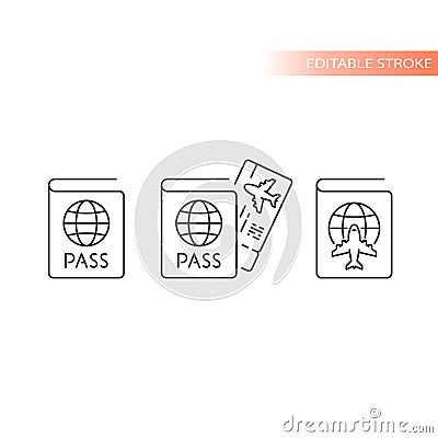 Passport, boarding pass line vector icon Vector Illustration