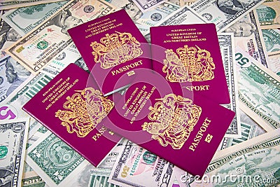 Passport Cash Stock Photo