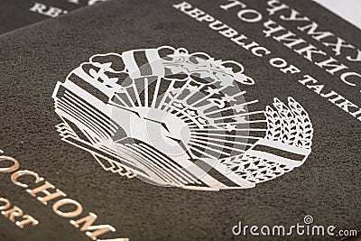 Passport of citizen of the Republic of Tajikistan in traveling abroad Editorial Stock Photo