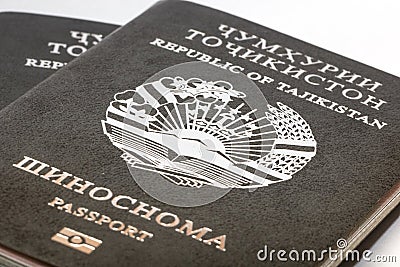 Passport of citizen of the Republic of Tajikistan in traveling abroad Editorial Stock Photo