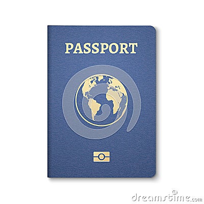 Passport document ID. International pass for tourism travel. Emigration passport citizen ID with globe Vector Illustration