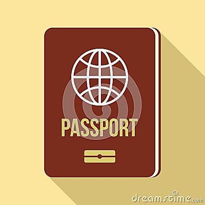 Passport icon, flat style Vector Illustration