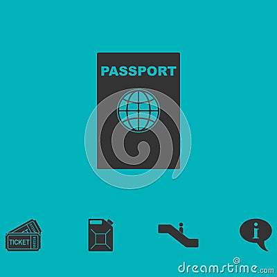 Passport icon flat Vector Illustration