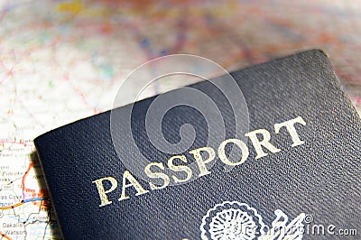 Passport and map Stock Photo