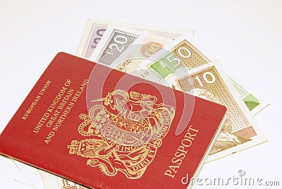 Passport and money Stock Photo