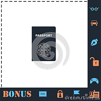 Passport icon flat Vector Illustration