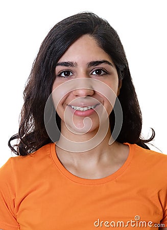 Passport photo of a young arabic woman Stock Photo