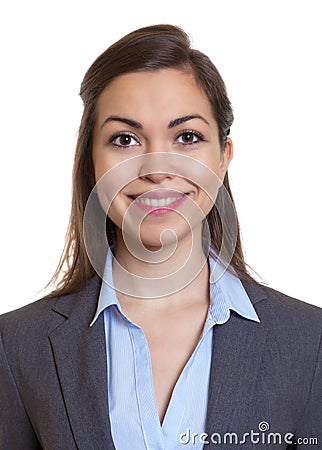 Passport picture businesswoman with brown hair Stock Photo