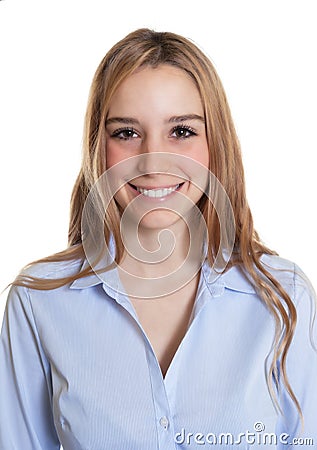 Passport picture of an italian woman with long blond hair Stock Photo