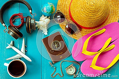 Passport with holiday travel ideas Stock Photo