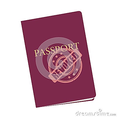 Passport is revoked and denied after revocation and official discontinuation Vector Illustration