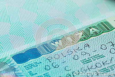 Passport stamp visa of Poland for travel concept Stock Photo