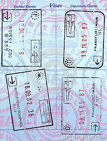 Passport stamps Stock Photo