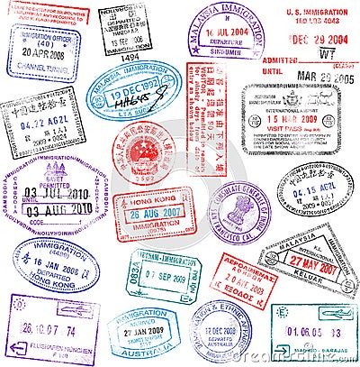 Passport Stamps Vector Illustration