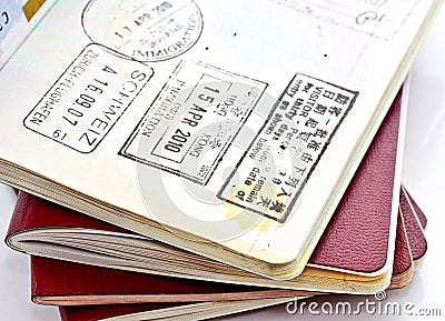 Passport stamps Editorial Stock Photo