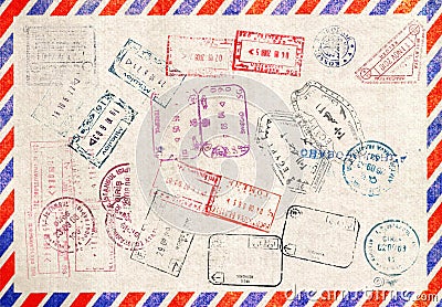 Passport stamps Editorial Stock Photo