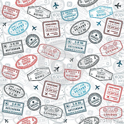 Passport stamps texture Vector Illustration