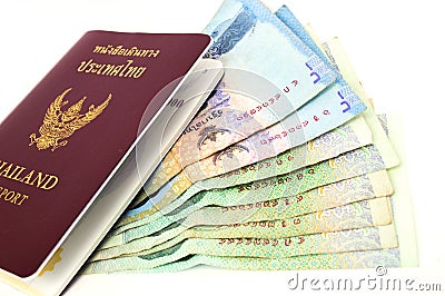 Passport with Thai bank Stock Photo