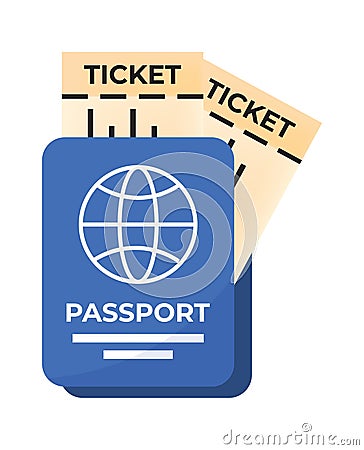 passport ticket. traveling boarding pass document id, international tourism pass national identity. vector cartoon Vector Illustration