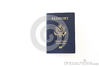 Passport of the US citizen. Identification document over bright background Stock Photo