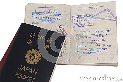 Passport and visa immigration stamps Stock Photo