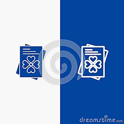 Passport, World, Ireland Line and Glyph Solid icon Blue banner Line and Glyph Solid icon Blue banner Vector Illustration