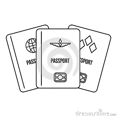 Passports icon, outline style Vector Illustration